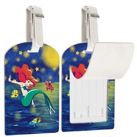 FKHGY 2 Packs - Cute Leather Luggage Tag for Suitcase,Fish Scales Design Travel Suitcase Tag with Privacy Flap Address Labels, Travel Bag Tags