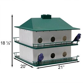 BestNest 12-Room Two-Story Purple Martin House with 2 Decoys – Durable Plastic, Ventilated Design