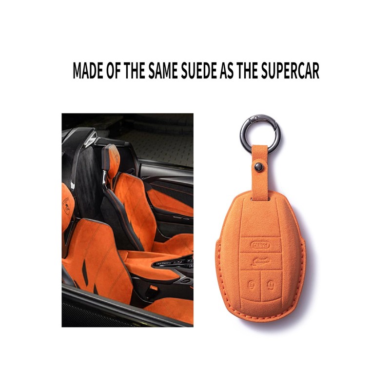 GLXKITVL Suede Leather Car Key Fob Case Cover Shell Fit