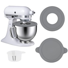 Kltchonald Mixer 4.5/5 Quart Stainless Steel Bowl with 2 Grey Lid,Prevent Dry and Wet Ingredients Splash-Outs Cover and Bread Baking lid,Compatible with Kitchenaid Artisan&Classic Series,Silver,3 Pcs