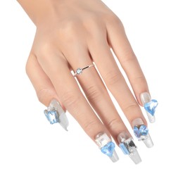 Coffin Press on Nails Medium Length, Bling Fake Nails with Designs, Luxury GlitterHandmade False Nails with Charms, 3D Stick on Nail Press Ons, y2k Acrylic Artificial Nails（Medium）