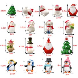 jenich Pack of 17 Christmas Miniature Ornaments Mini Christmas Small Figures Resin Garden Micro Landscape Christmas Decoration Dollhouse Santa Claus Snowman Elk Table Decoration DIY
