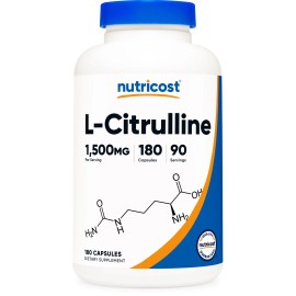 Nutricost L-citrulina 750 mg, 180 cápsulas - Sin gluten y sin OGM