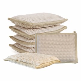 GUOYUANGLO Bamboo Kitchen Sponges Heavy Duty Natural Cleaning Sponges Beige-6 Pack