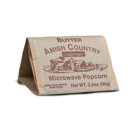 Amish Country Popcorn | Old Fashioned Microwave Popcorn | Non-GMO, Gluten Free, Microwaveable and Kosher (Ladyfinger Butter - 5 Bags)