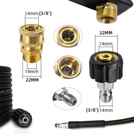 TAPKUA Pressure Washer Adapter Set M22 3/8 Inch Hose Quick Connect Set, Gun Quick Connection for High Pressure Hoses