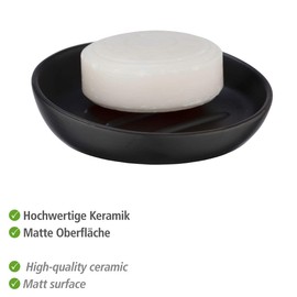 Wenko Badi Soap Dish Ceramic Diameter 11.5 x 3 cm, Black, 11, 5 x 3 x 11, 5 cm