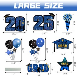 Wironlst Graduation Yard Sign 2025 - Class of 2025 Decorations, Grad Yard Signs With Stakes, Waterproof Lawn Decor for High School College Party Supplies (Blue)