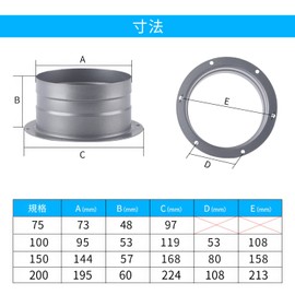 TiCoast Straight Pipe Flange Metal Galvanized Duct Connector Flange for Ventilation System Piping Parts Silver (TZ-150mm)