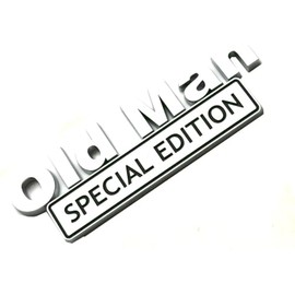 2Pcs Big Size Old Man Special Edition Emblems 3D Badge Side Rear Tailgate Bumper Decal Nameplate Sticker for Car Truck 5.9 inches Long (Chrome Black)