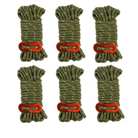 (Reflective Material) Guy Rope, Paracord Tent, Tarp, Tent Rope, 0.1 inches (4 mm) x 66.6 ft (20 m), Includes Universal Fittings, High Strength, Durable, Camping, Multi-Purpose, Outdoor Ropes (Khaki, 6