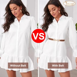 JASGOOD Women Stretchy Waist Belt Retro Elastic Skinny Belt for Ladies with Gold Buckle