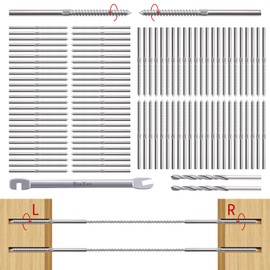 RiaYer 100 Pack Swage Lag Screws Left & Right Handed Thread，T316 Stainless Steel Stair Deck Railing for Wood Posts of 1/8" Cable Railing Kit，DIY Hardware Kit for Horizontal Vertical Balusters HF014S