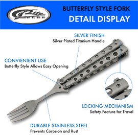 SZCO Supplies 9” Silver Finished Butterfly-Open Style Travel/Camping Fork (211520-SL)