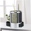 jojofuny Multifunctional Pen Organizer with Digital Clock Steel Wire Mesh