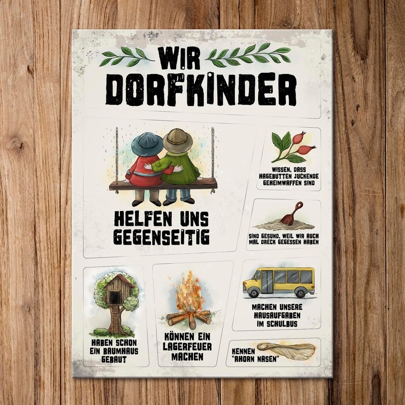 Wir Dorfkinder Fridge Magnets Set of 8 Retro Style Memories