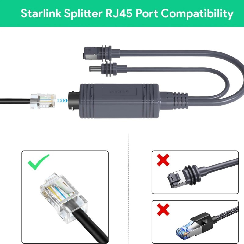 Lehao-Tech PoE Splitter for Starlink Mini Outdoor Converts Ethernet to