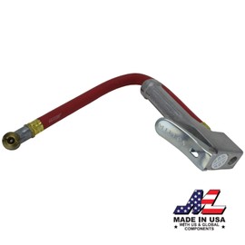 Milton Bayonet Tire Inflator Gauge S-521, Great for Hard to Reach Valves, Single Air Chuck Head, 12” Hose, 7/16”-27 UNS Air Chuck, 120 PSI Max Pressure, 1/4" NPT