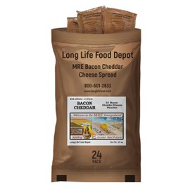 MRE Bacon Cheddar Cheese Spread (24-Pack) – Long Shelf Life – 2024+ Production Dates by Long Life Food Depot – Meals Ready to Eat
