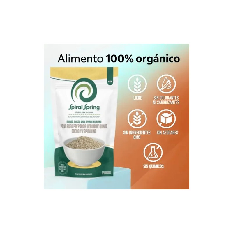 Alga Spirulina Maxima + Quinoa + Cacao 2 Bolsas De