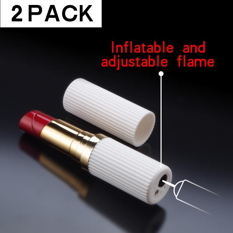 2 Pack Black and White Windproof Butane Jet Torch Lighter,Funny