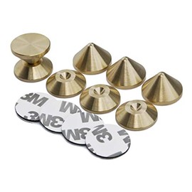 PrecisionGeek 20mm Diameter Solid Brass Tapered Speaker Spikes and Pads for HiFi Speakers, Stands, Cabinets, Soundbars