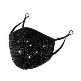 通用 Sparkly Shinny Diamond Glitter Bling Face Masks,Rhinestone Brilliant Elastic Bandanas, Women Fashion Outdoor Dustproof,Rhinestone Face Covering for Women,Diamante Face Mask (black), One Size