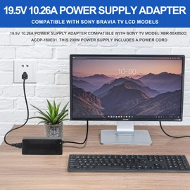 19.5V 10.26A 200W Power Supply, Compatible with Sony TVs, Comes with a Power Cord Included.