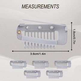 DOORSOUT 6Pcs Chunni Clips with Safety Pins, 10-Teeth Dupatta Clips With Safety Pin, 3.5cm Chunni Clips Wig Clips for Women Hair Extensions (Silver)
