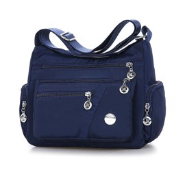 Women Nylon Crossbody Handbags Bag, Multi-Pocket Casual Cross Body Shoulder Bag with Adjustable Strap, Lightweight Messenger Bag for Women Ladies Daily Use, Travel, Shopping, Work (Blue)