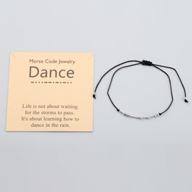 PLITI Dance Morse Code Bracelet Dance Lover Gift Dance Teacher Appreciation Gift Dance Team Inspirational Gift (Dance Rain Morse bgU)