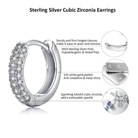 Silver Hoop Earings for Womens - S925 Sterling Silver Earings, Cartilage Sleeper Cubic Zirconia Hoops, Silver Hypoallergenic Earrings Helix Tragus Jewellery Endless Huggie Hoops, 8mm