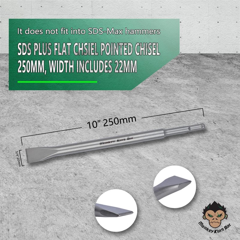 Monkey King Bar Chisel Set,4-Pcs SDS Plus Chisel Bits Set，1
