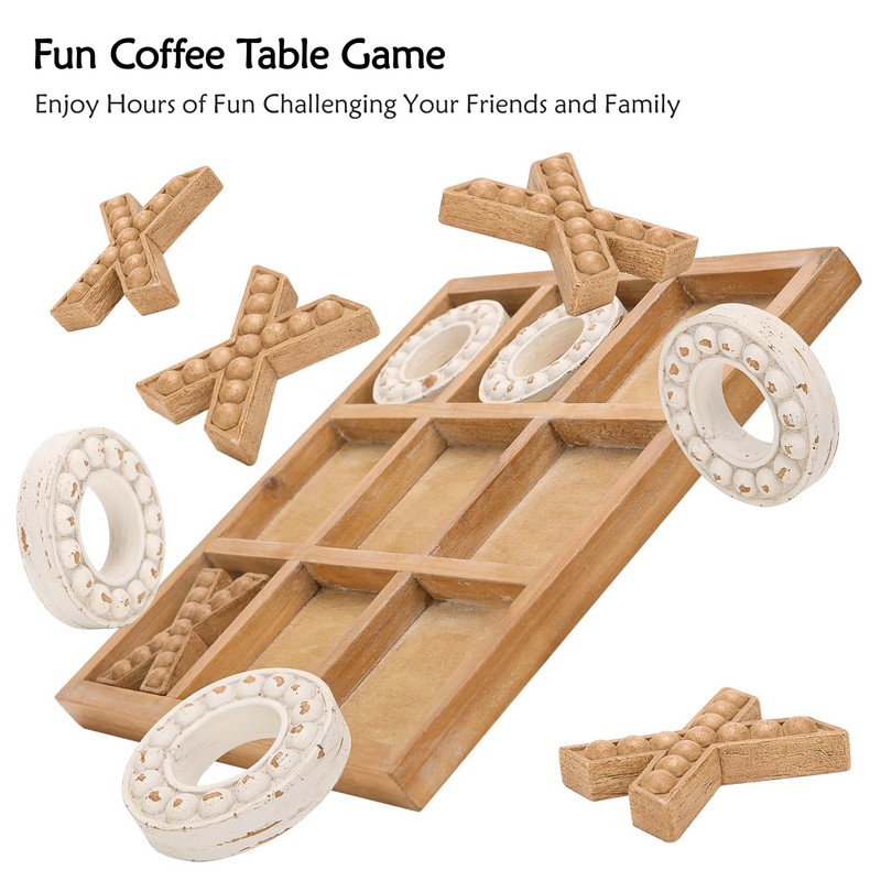 NIKKY HOME Tic Tac Toe Game Coffee Table Decor, 10.6