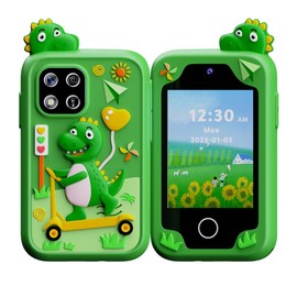 Kids SmartPhone for Girls,boys Gifts - Toddler Christmas Birthday Gift for Age 3 4 5 6 Year Old, Kids Cell Phone Toy with Touch Screen, Dual Cameras, Learning, Music Player, Games with 8 GB Electronic toy:_Green Dinosaur