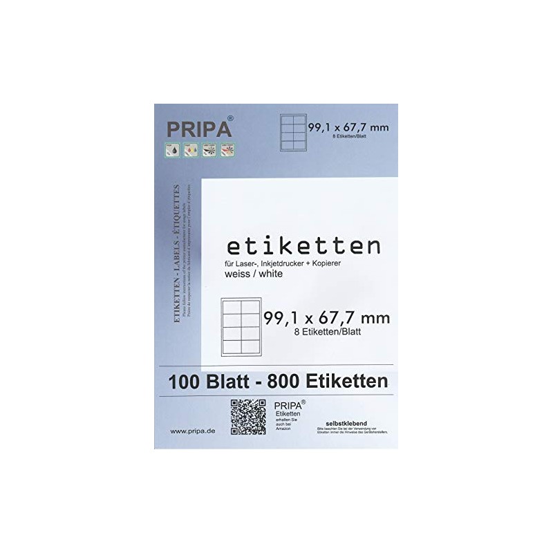 pripa - Etikett 99,1 x 67,7 mm - 8 Stueck