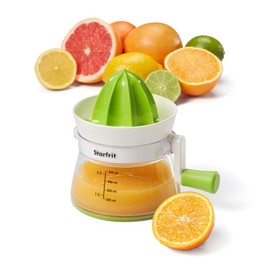 Starfrit 092073 Hand Crank Citrus Juicer, 2-Cup Capacity, Green