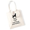 Keep calm and hug your jack russell tote bag