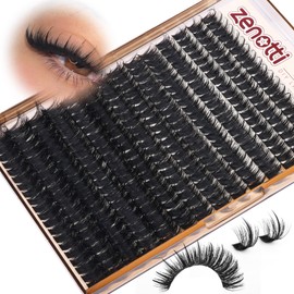 Volume Lash Clusters Manga Lashes Extensions Thick Individual Lashes Cluster with Spikes Wispy Cluster Eyelash Extensions DIY Lash Extensions at Home 10-18mm 266pcs by zenotti