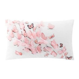 KINGROSE 3D Butterfly Decorative Throw Pillow Cover Soft Accent Pillow Case Rectangle Cushion Cover for Summer Sofa Bedroom Couch Home Decor 12 x 20 Inches Pink