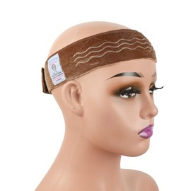 Banda de sujeción para peluca, flexible, de terciopelo, tipo bufanda, diadema, cómoda, antideslizante, ajustable, con silicona ondulada (marrón claro)