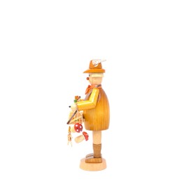 Drechslerei Friedbert Uhlig, Incense Smoker No. 017/g, Toy Dealer, Brown Stained, 25 cm High, Turned from Regional Wood, Handmade from the Ore Mountains, Christmas, Real Wood