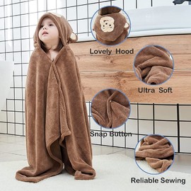 Fayscingo Baby Bath Towel with Hood Children's Blanket with Hood for Toddlers Thick Absorbent Large Swimming Shower Poncho Towel for Boys Girls