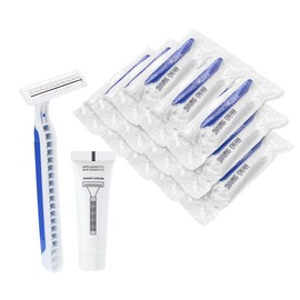 Disposable Razors in Bulk Pack of 30,Blue Disposable Shaving Razors Individual Wrapped Twin Blade Bulk Disposable Razors with Clear Cap and 10g Shaving Cream for Homeless,Hotel,Travel,Charity,Shelter
