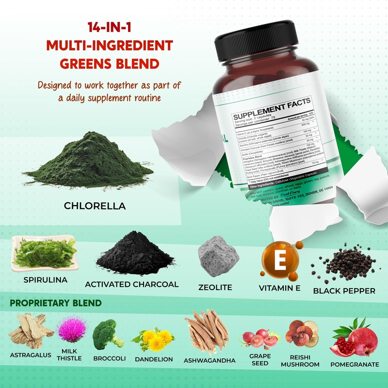 Ultra All-in-1 Chlorella, Spirulina, Activated Charcoal & Zeolite – Natural