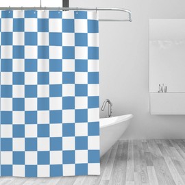 Ohocut Checkered Shower Curtain, Blue Shower Curtains for Bathroom, Cute Retro Checkboard Shower Curtain Vintage Aesthetic, Machine Washable Fabric Shower Curtain, 72''x72''