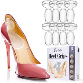 Ballotte Premium Silicone Heel Pads for Shoes. Soft Heel Grips or Inserts for Big Shoes, Alleviates Slipping & Discomfort, Comfortable Cushioning for High Heels, 8-Pack (Natural)