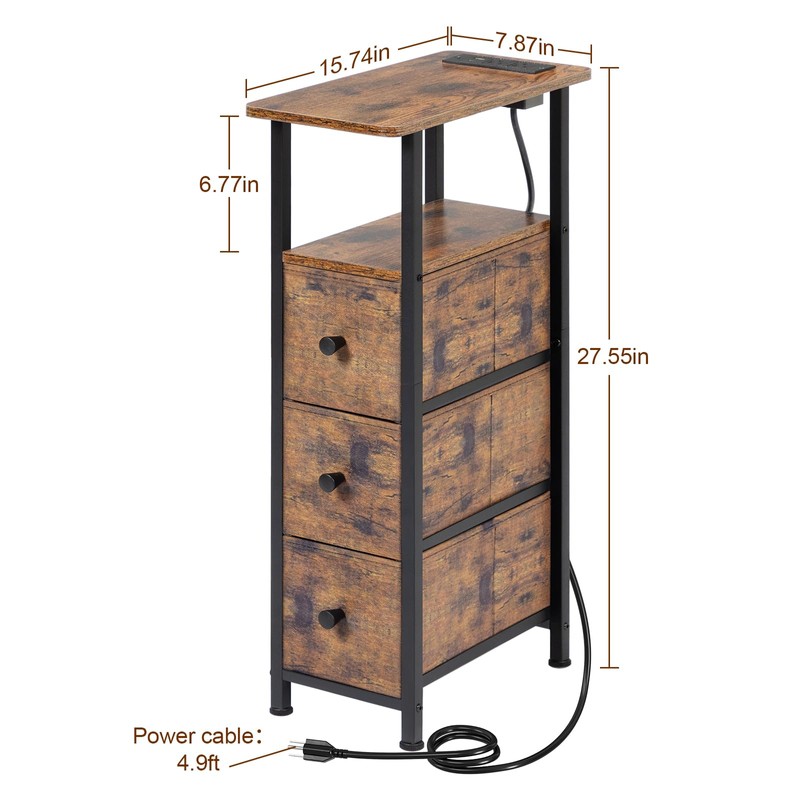 LOAKEKEL Narrow End Tables Living Room Set of 2 with