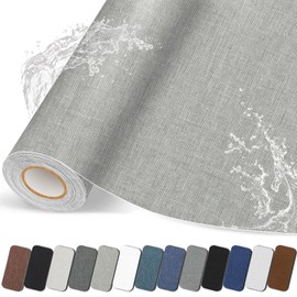 Lifenion Fabric Repair Patches, 17X79 inch Linen Self-Adhesive Fabric Repair Tape, Strong Sticky Linen Patch for Sofas, Tote Bags, Clothing, Car Seats, Furniture（Medium Grey, 17X79 inch）