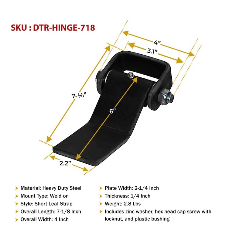Mytee Products 4 Pack Steel Dump Trailer Hinges - Strap